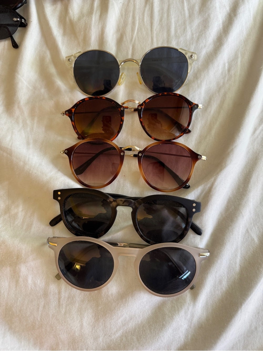 Vintage Round Sunglasses - Black, Tortoise, Brown, frosted Frames